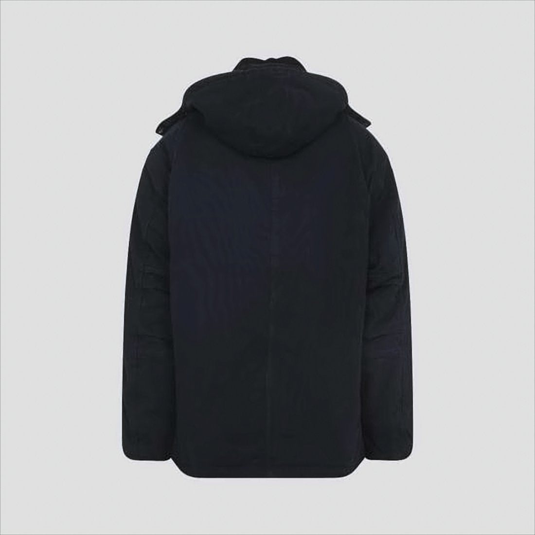 Sturdy Structured Black Coat with Corduroy Collar