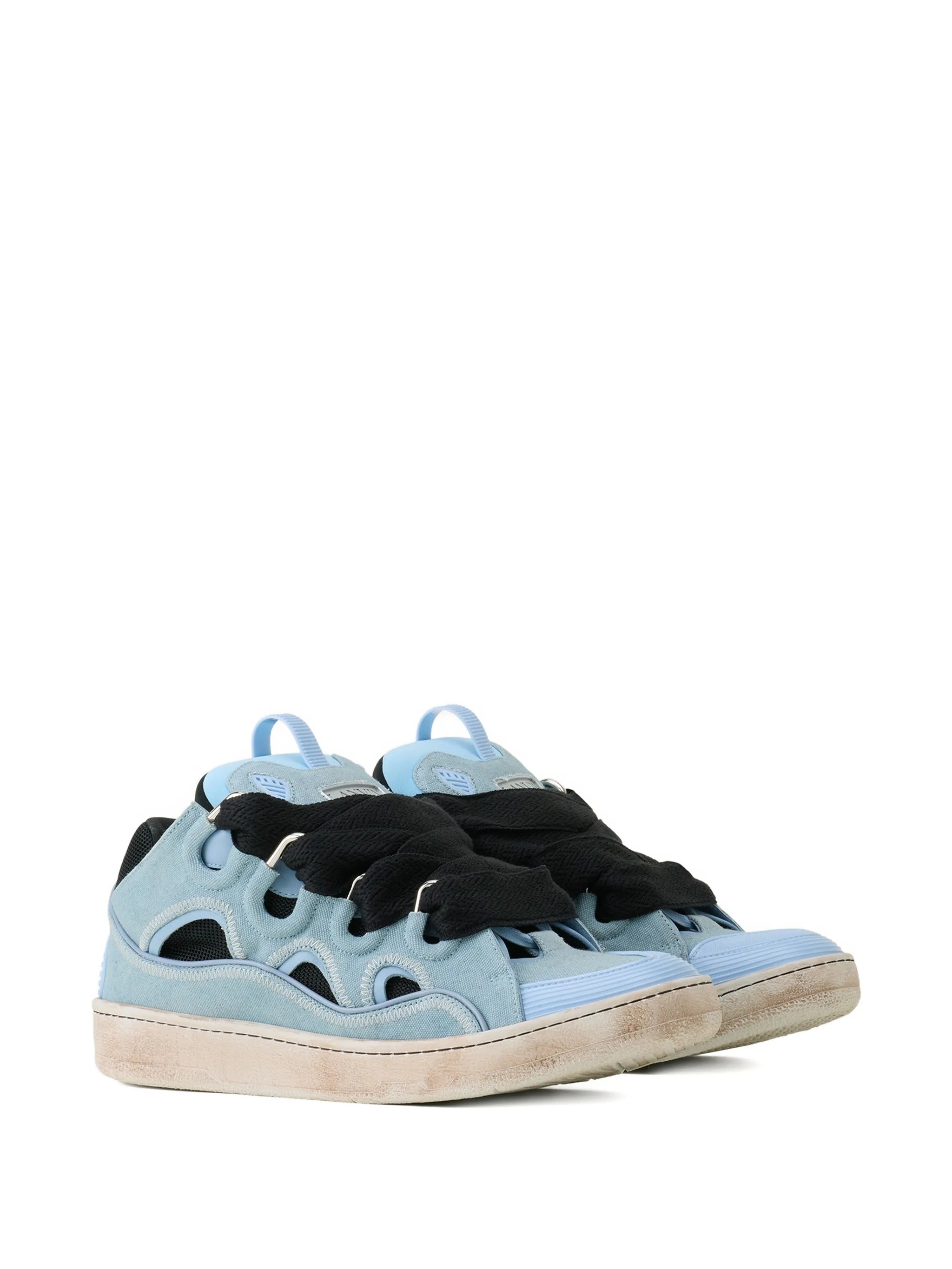 Blue Curb Sneakers Cut-Out Suede Sneakers