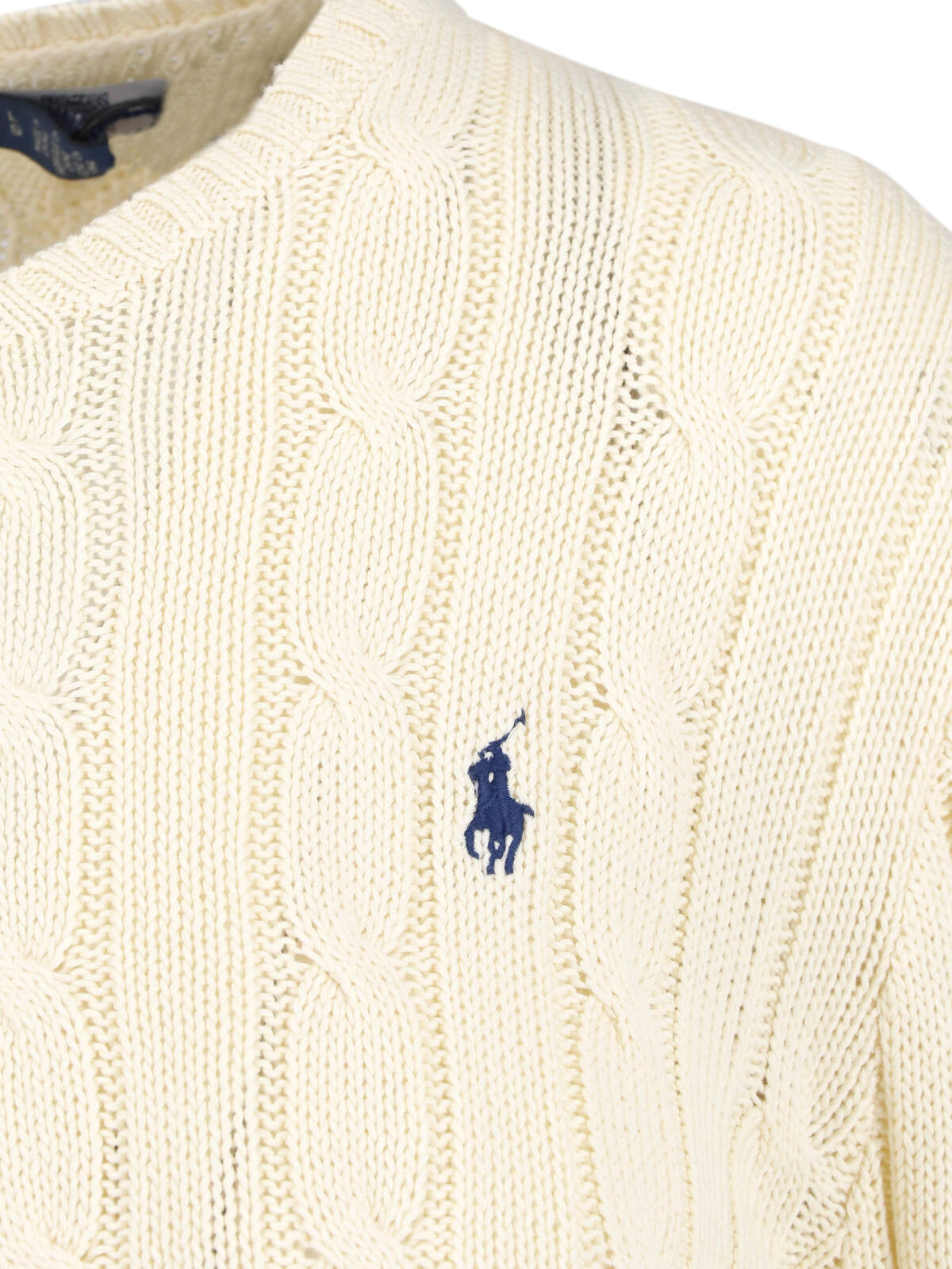 White Cable Knit Cropped Cotton Sweater