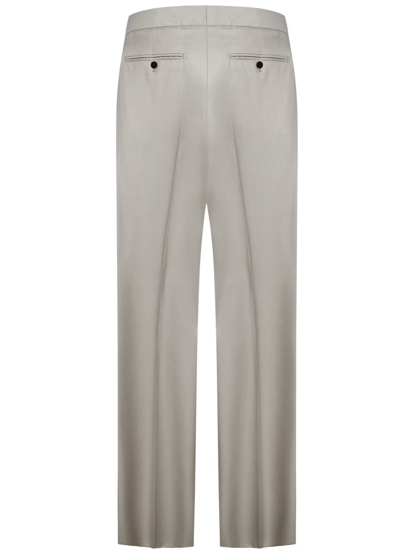 Tailored Beige Trousers In High-Quality Loro Piana Fabric