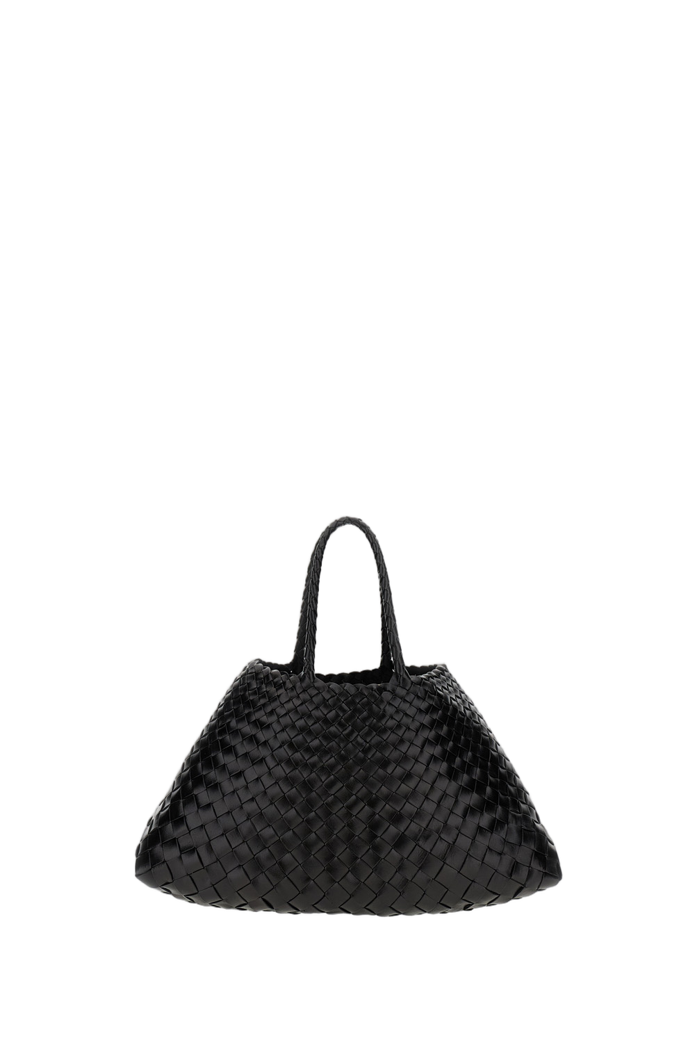 Tapered Black Buffalo Calf Leather Handwoven Bag