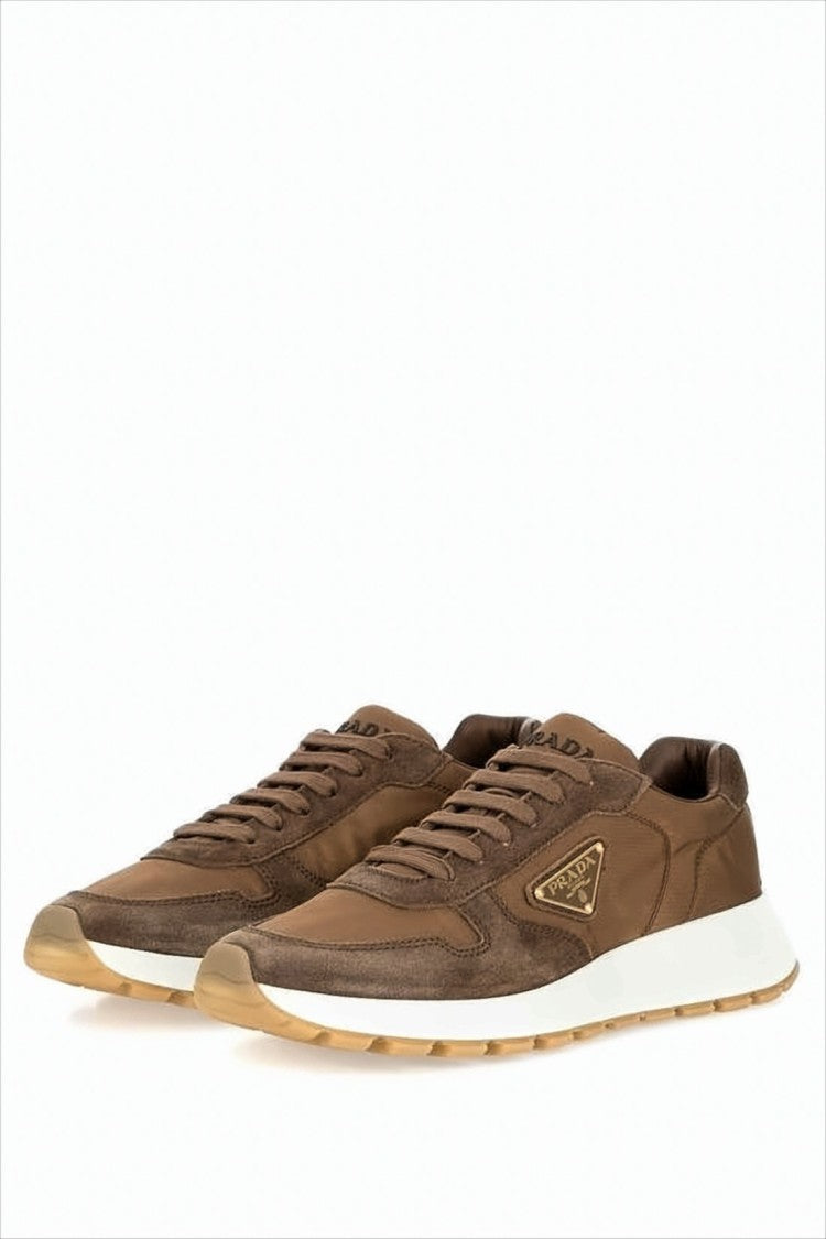 Low-Top Sneakers in Suede and Recycled Nylon