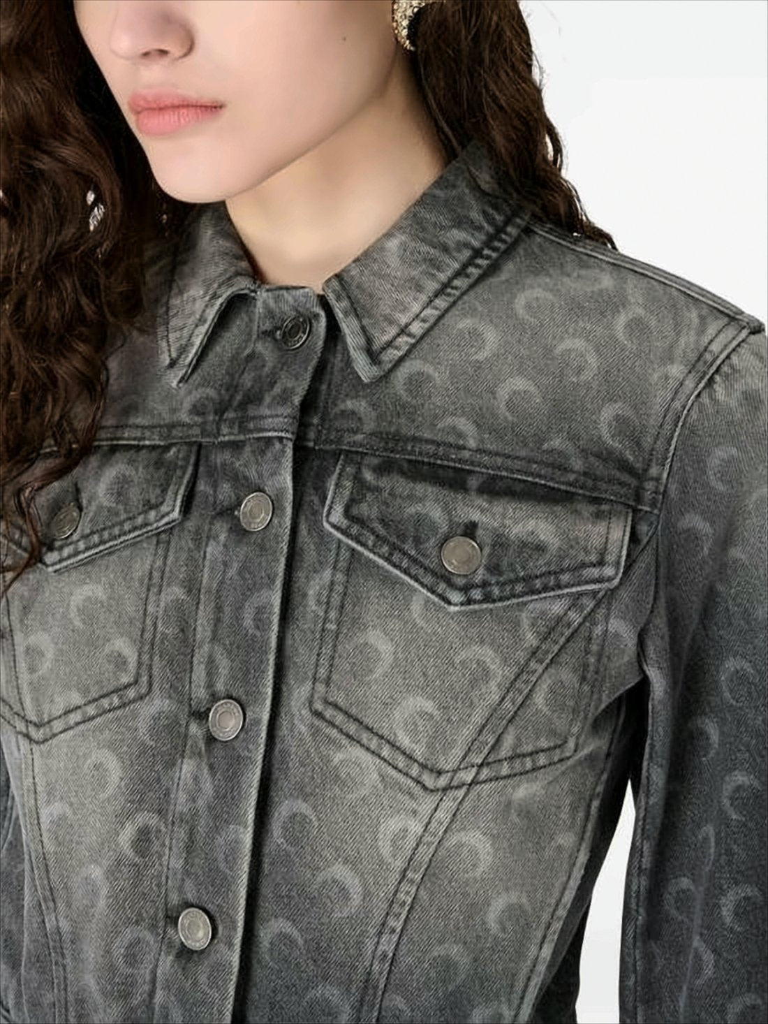 Faded Black Cropped Denim Jacket