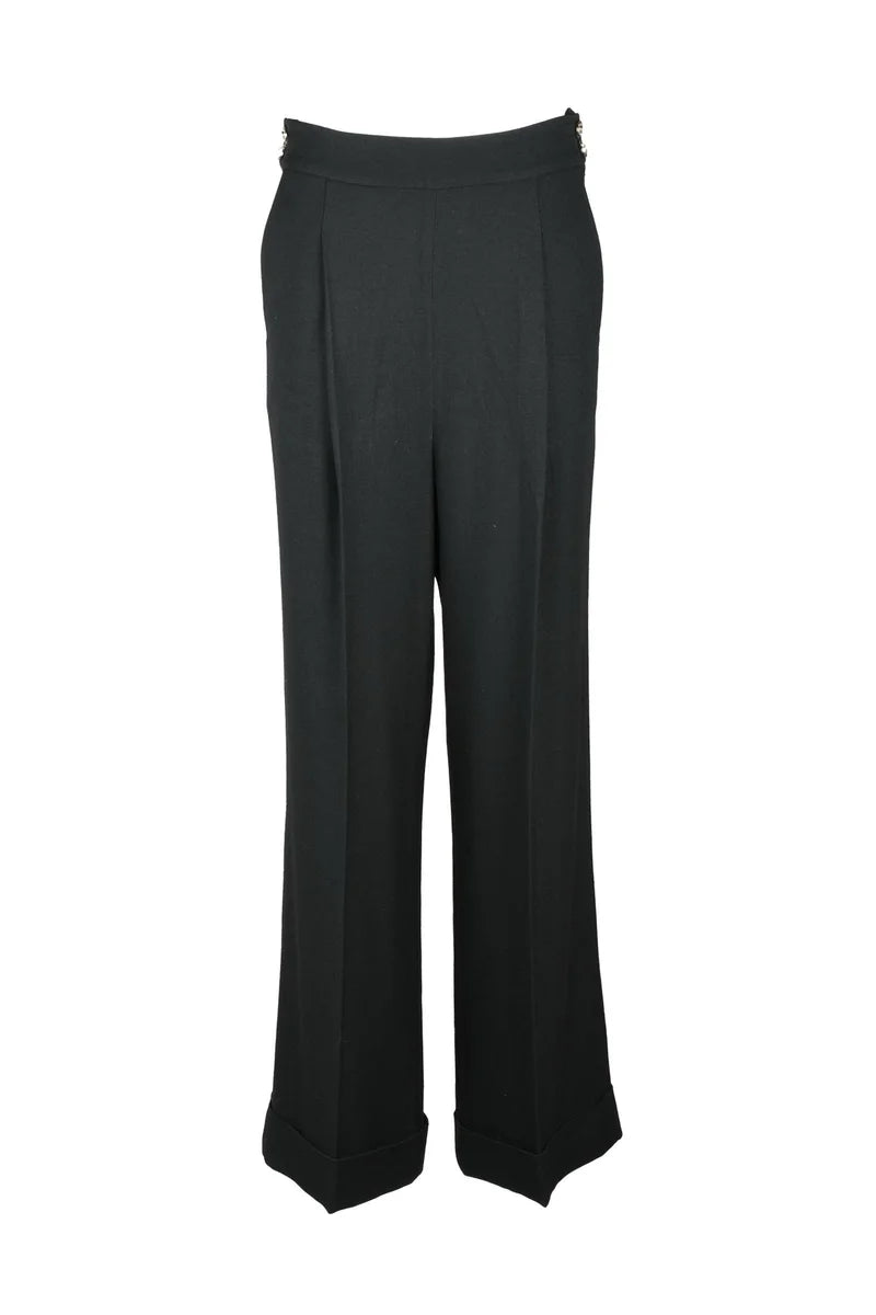 High-Waisted Trousers - Black