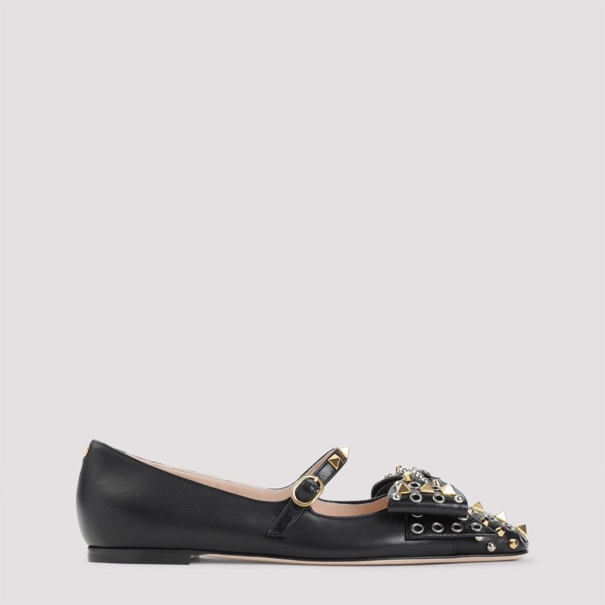 Leather Ballerinas With Stud Detailing