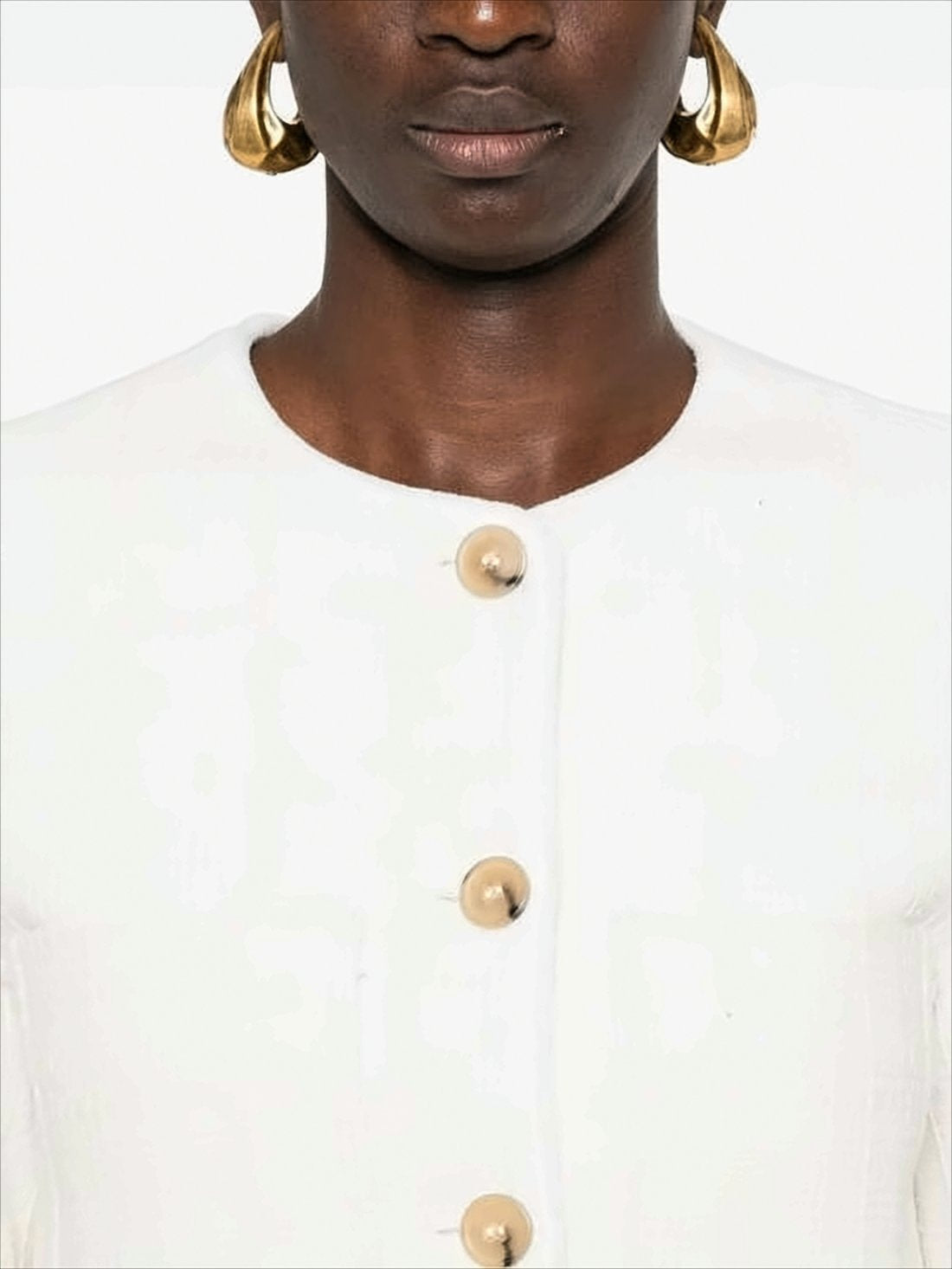 Cropped Textured Jacket with Button Closure