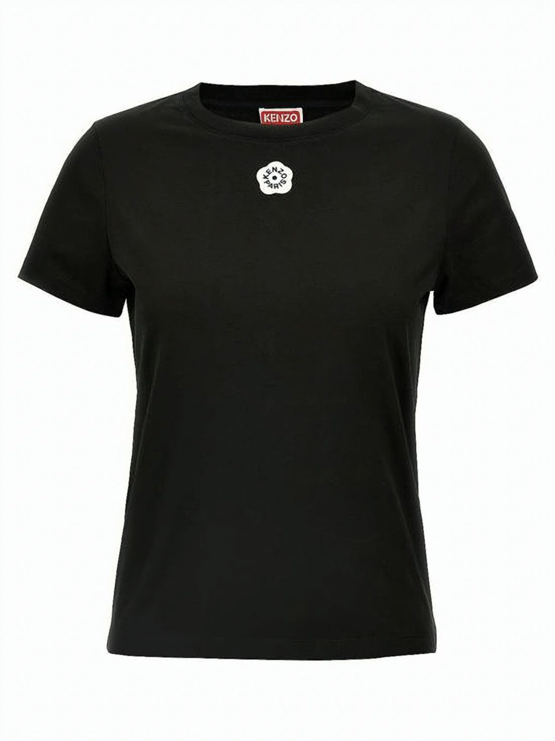 Black Short-Sleeved T-Shirt with Flower Emblem
