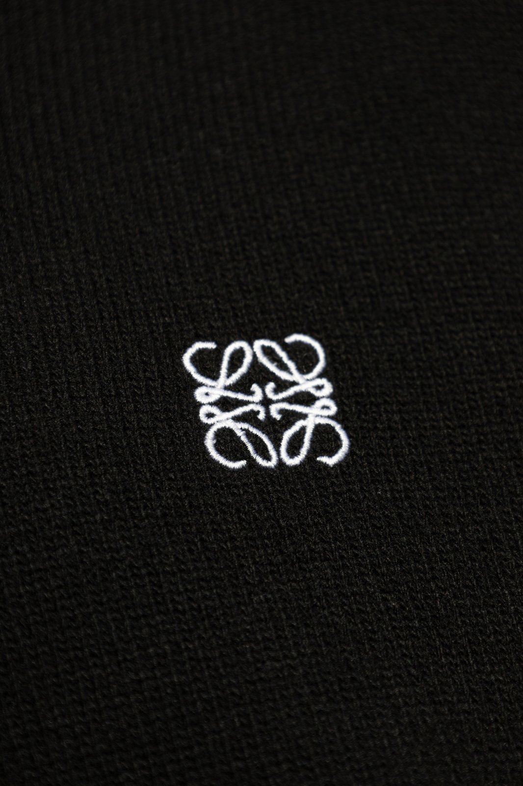 Crew Neck Wool Sweater with Subtle Logo Embroidery