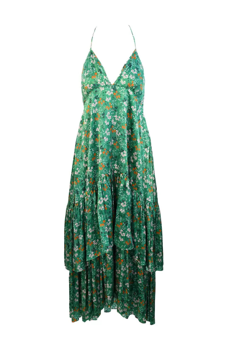 Long Silk Dress - Green