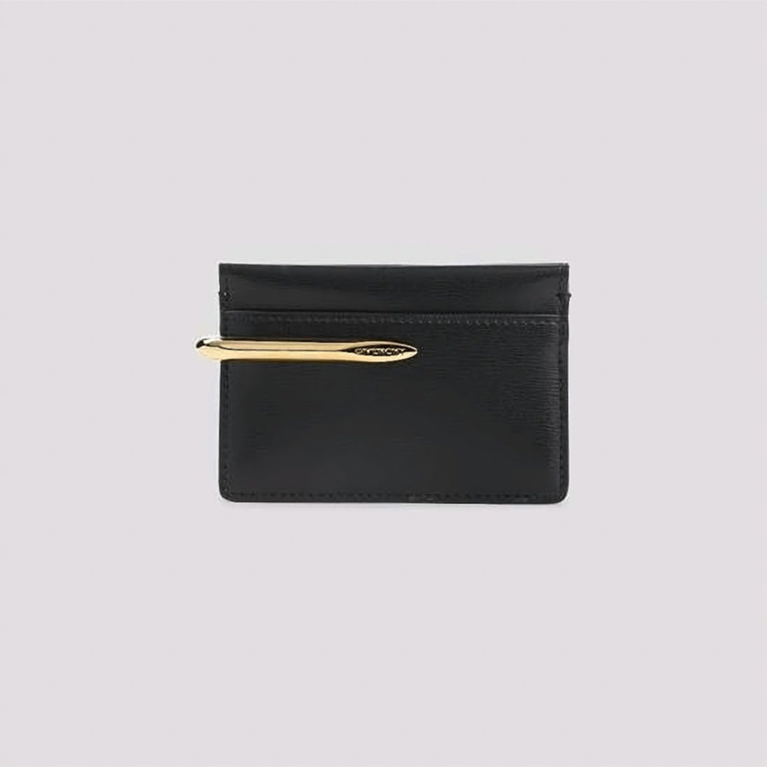 Sleek Calf Leather Cardholder with Gold-tone Accent