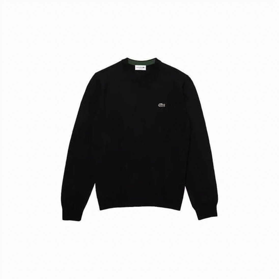 Classic Black Crew Neck Sweater with Ribbed Cuffs