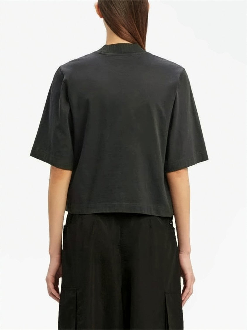 Cropped Short-Sleeve T-Shirt with Upside-Down Palm Tree Graphic