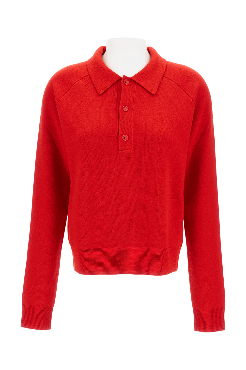Classic Red Merino Wool Polo Sweater