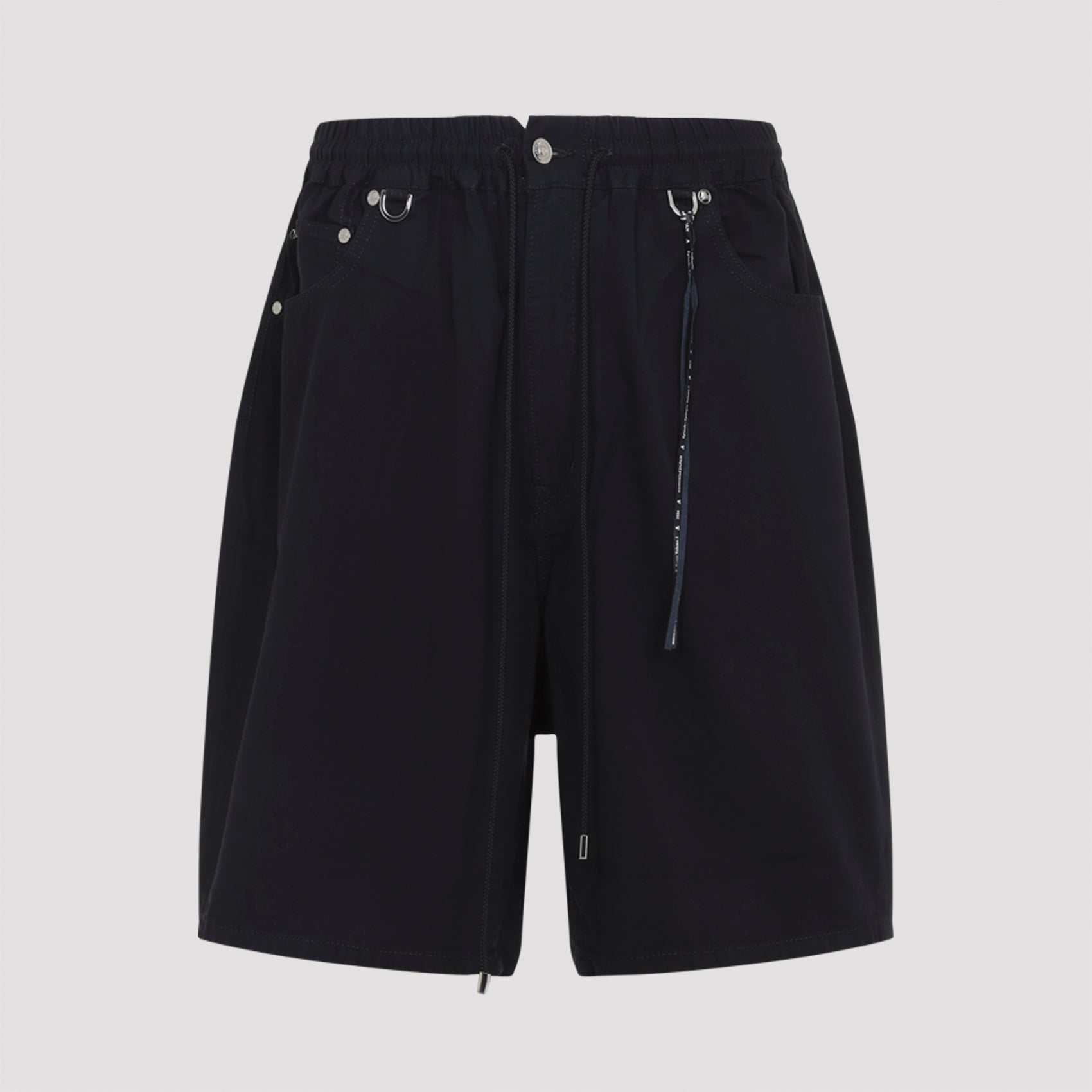 Relaxed Fit Black Cotton Shorts