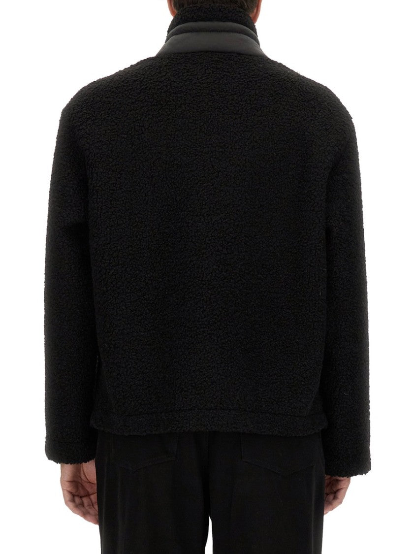 Textured Black Jacket With Zip Closure