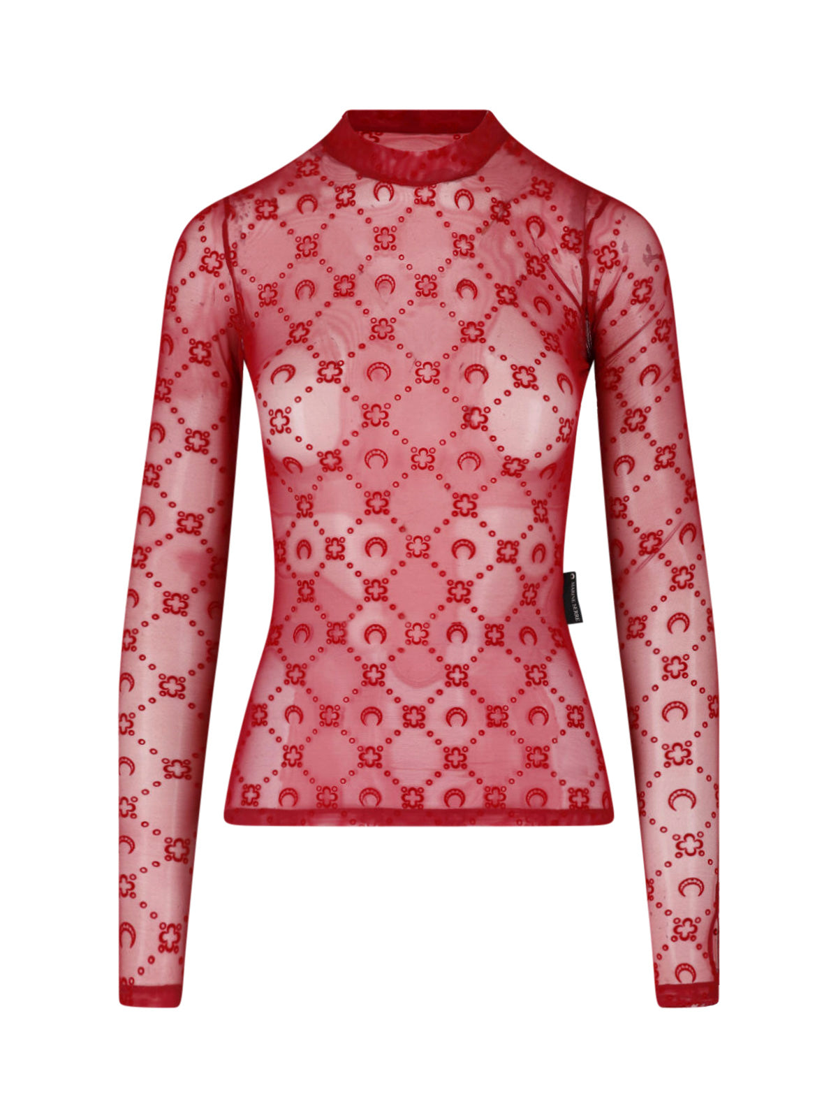 Red Semi-Transparent Monogram Fitted Top