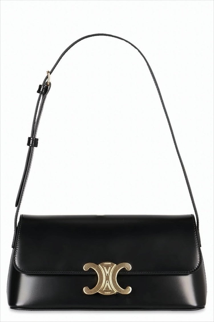 Structured Calf Leather Shoulder Bag With Gold-Tone Clasp