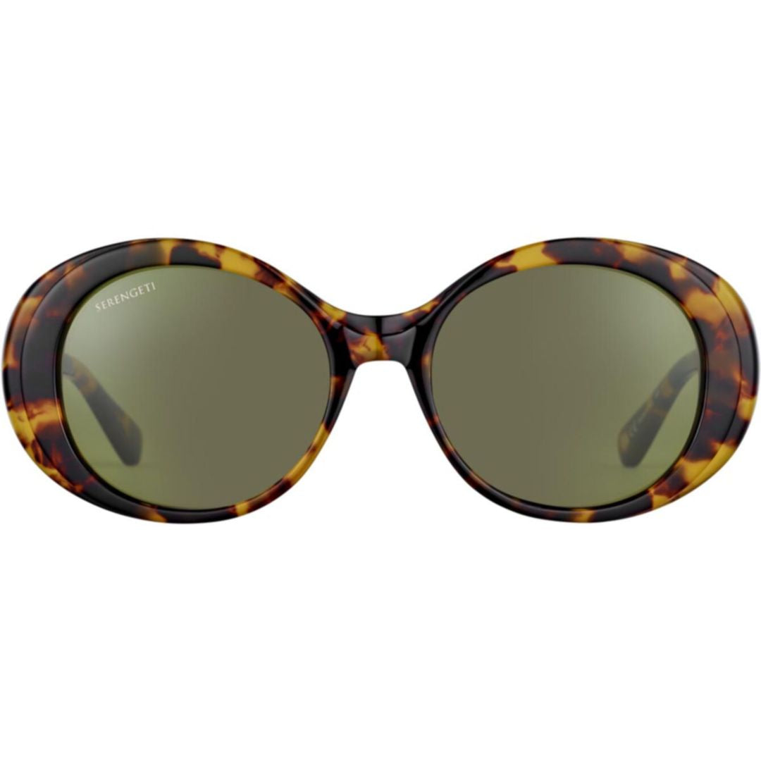 Bacall Tortoiseshell Oval-Shaped Sunglasses with Dark Green Lenses
