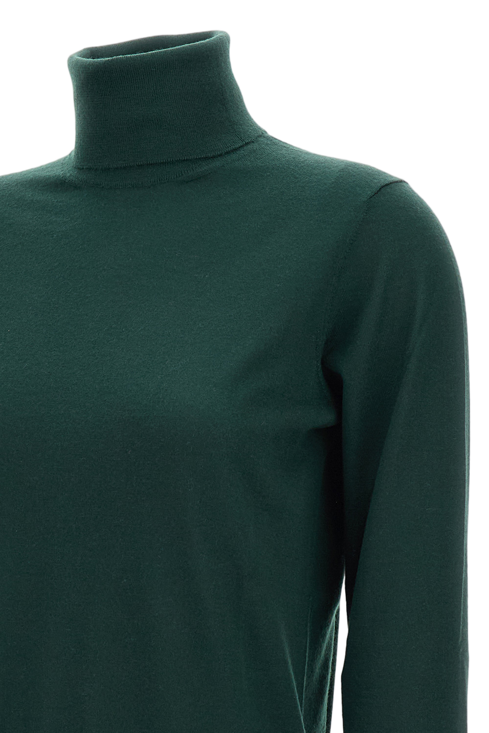 High-Neck Cashmere Pullover With Ribbed Cuffs