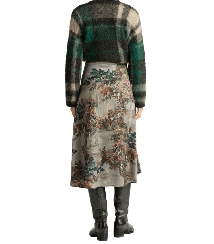 Scenic Midi Skirt With Natural Motifs