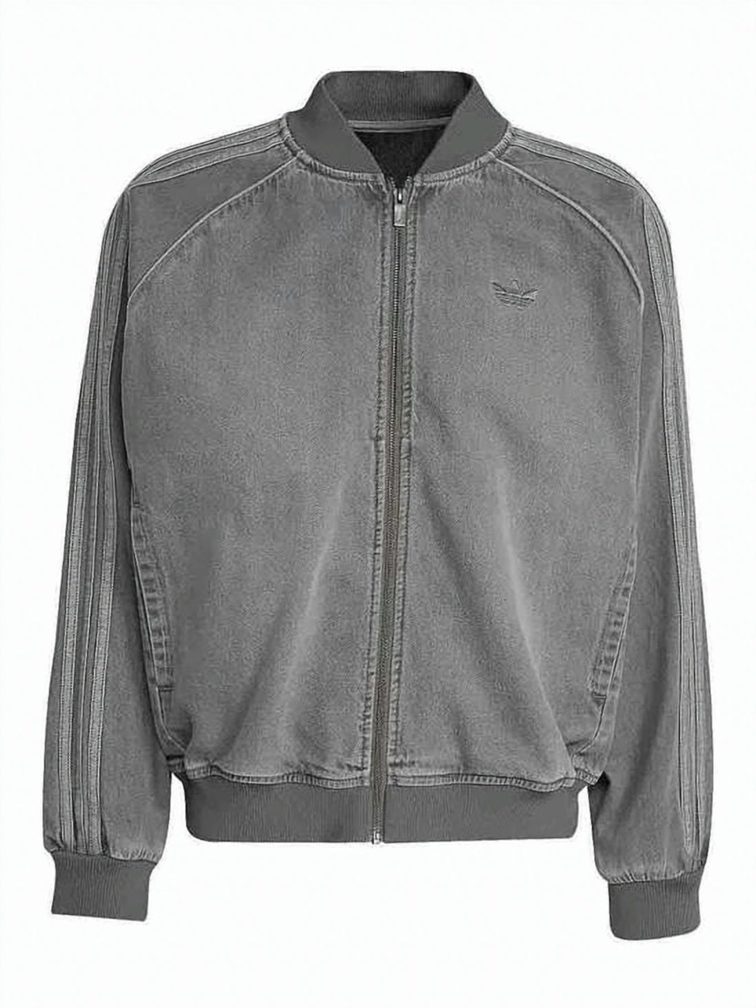 Washed Denim Jacket With Ribbed Cuffs