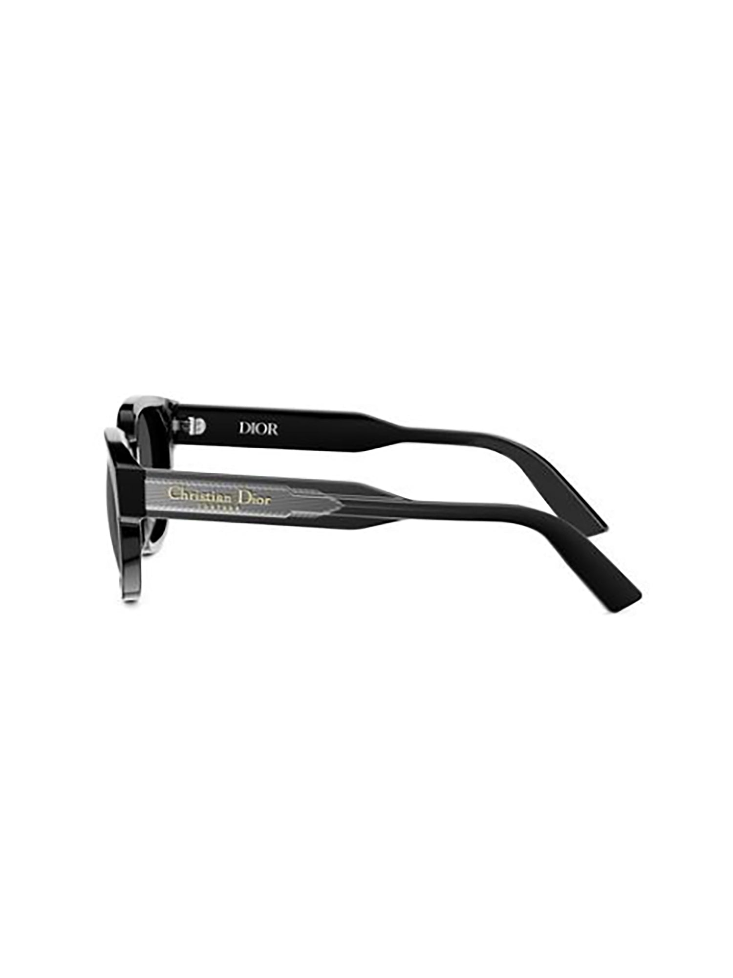 Sleek Rectangular Black Sunglasses with Textured Temples