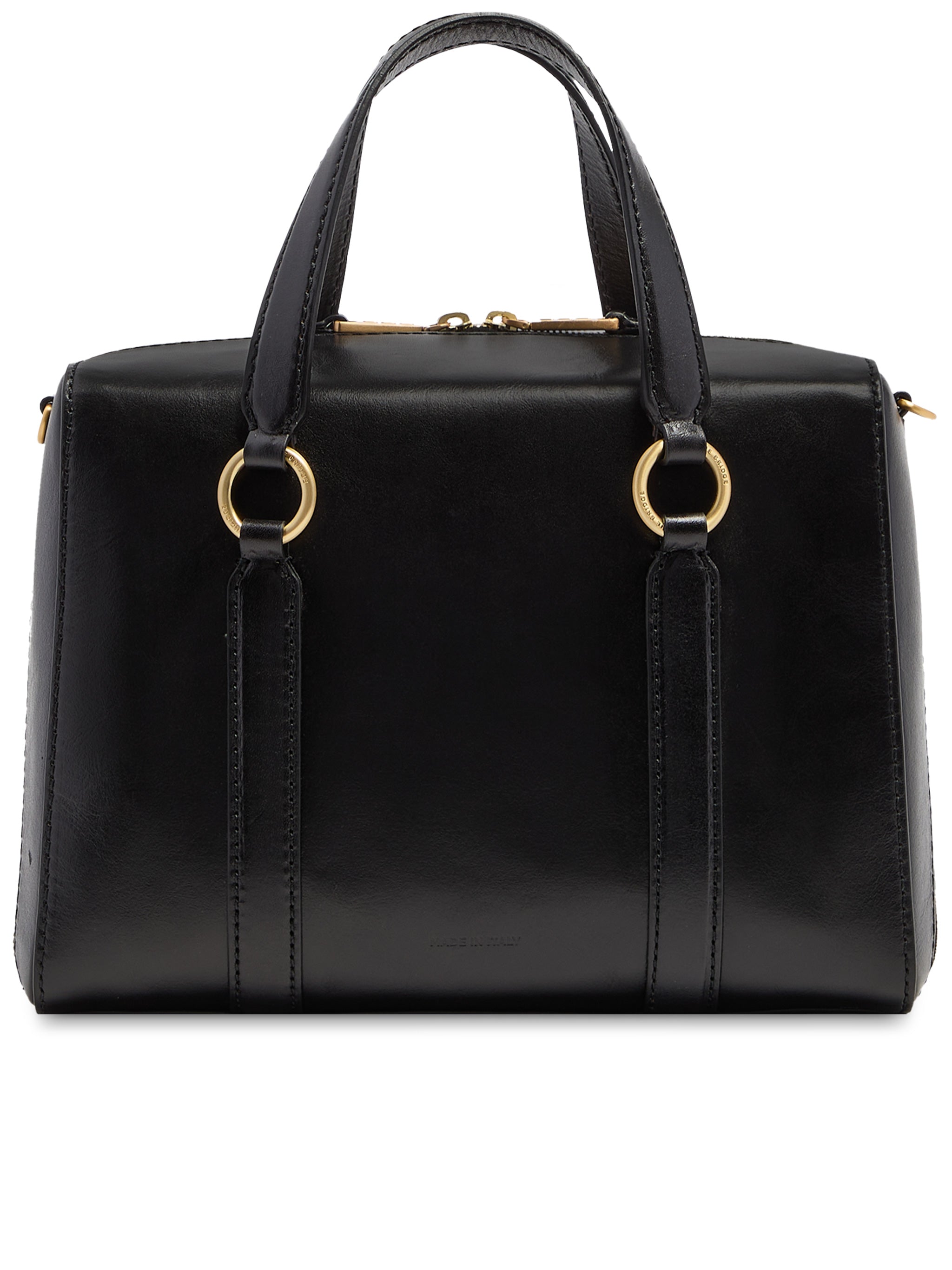 Black Handbag W/Shoulder Glossy Leather Handbag