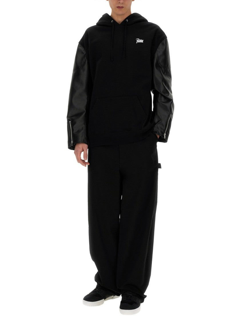Hooded Black Flap Sweatshirt