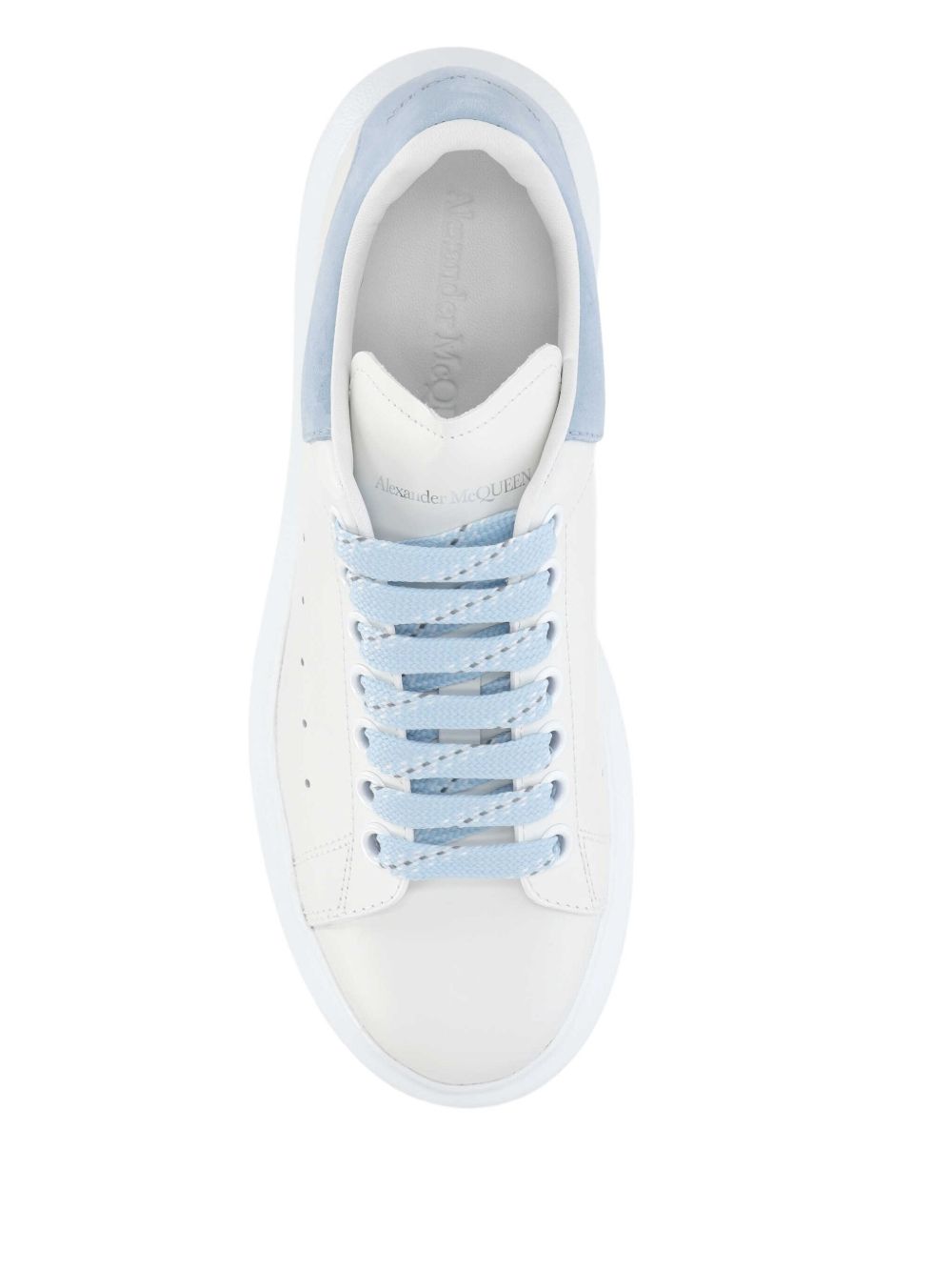 White Leather Sneakers with Blue Suede Accents