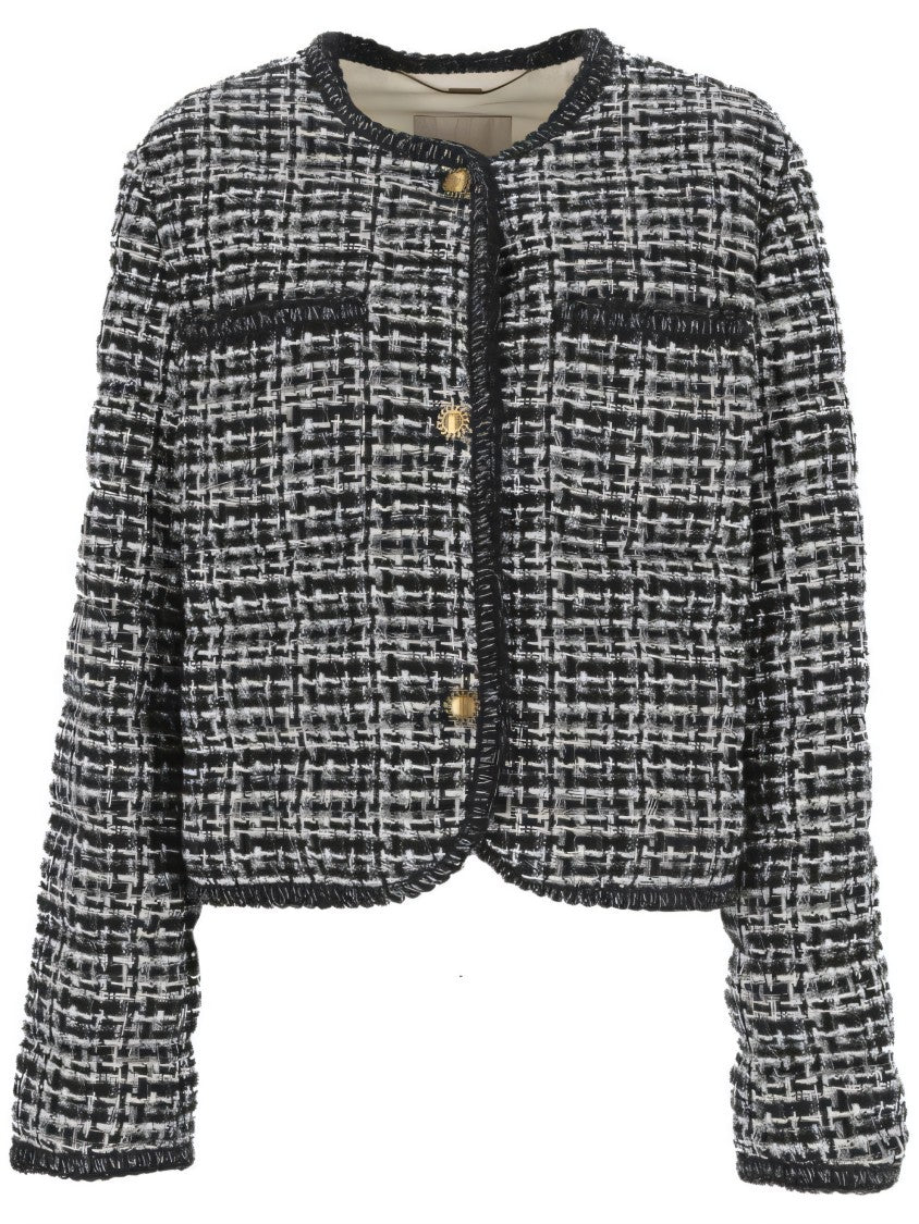 Cropped Black/White Textured TweedJacket