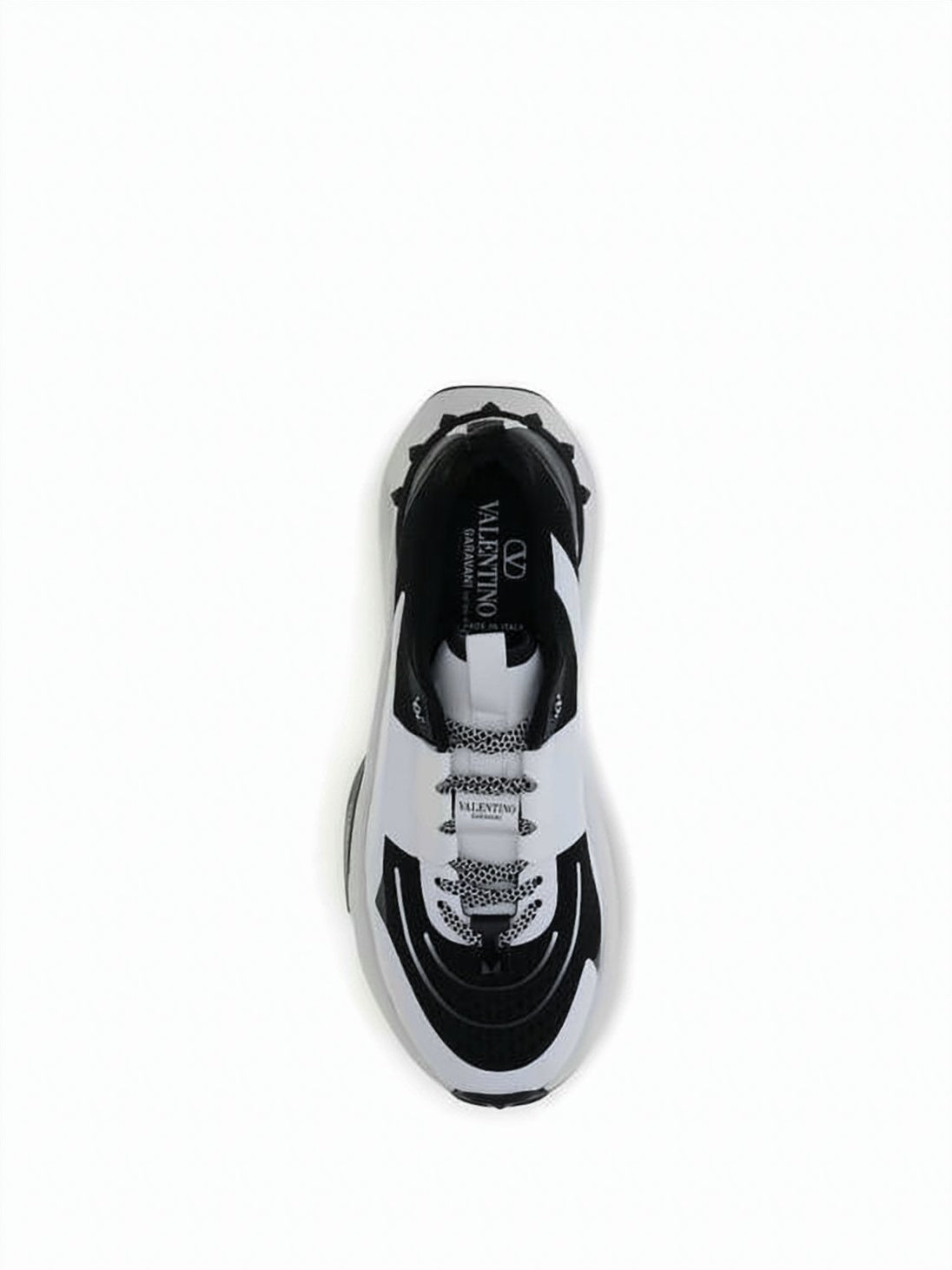Dynamic Black And White Pattern Calf Leather Sneakers
