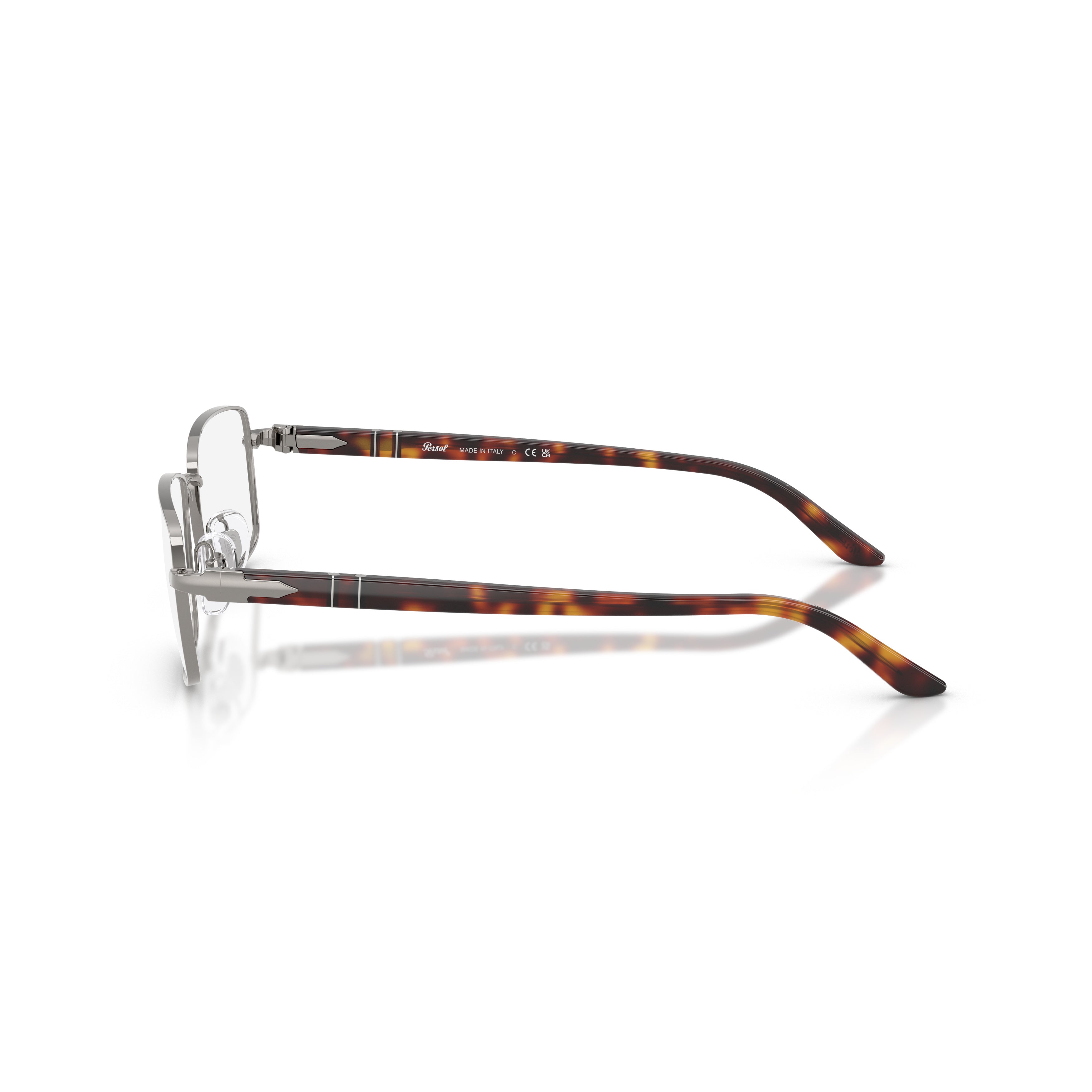 Rectangular Metal Frame Eyeglasses With Tortoiseshell Accents