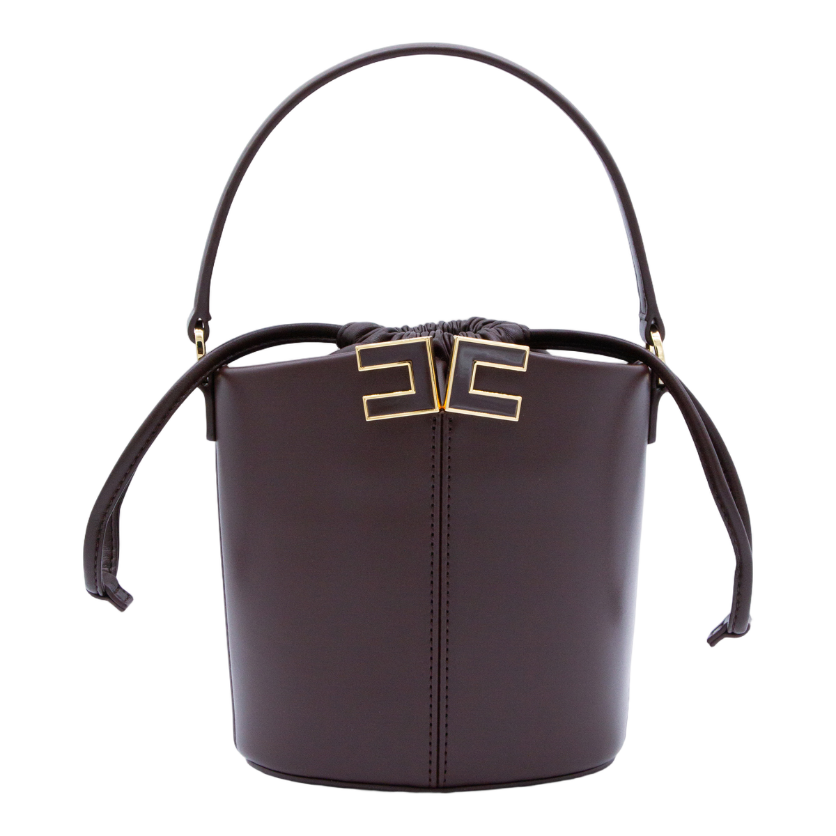 Structured Brown Bucket Bag