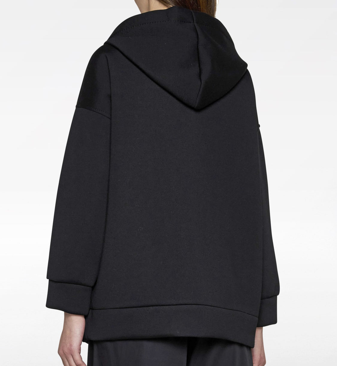 Hooded Black Wool Sweatshirt with Embroidered Initials