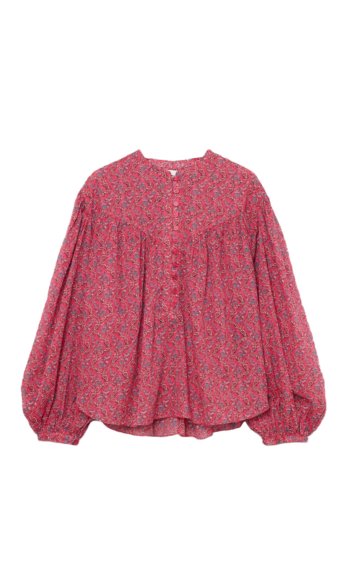 Floral Print Tunic with Voluminous Sleeves