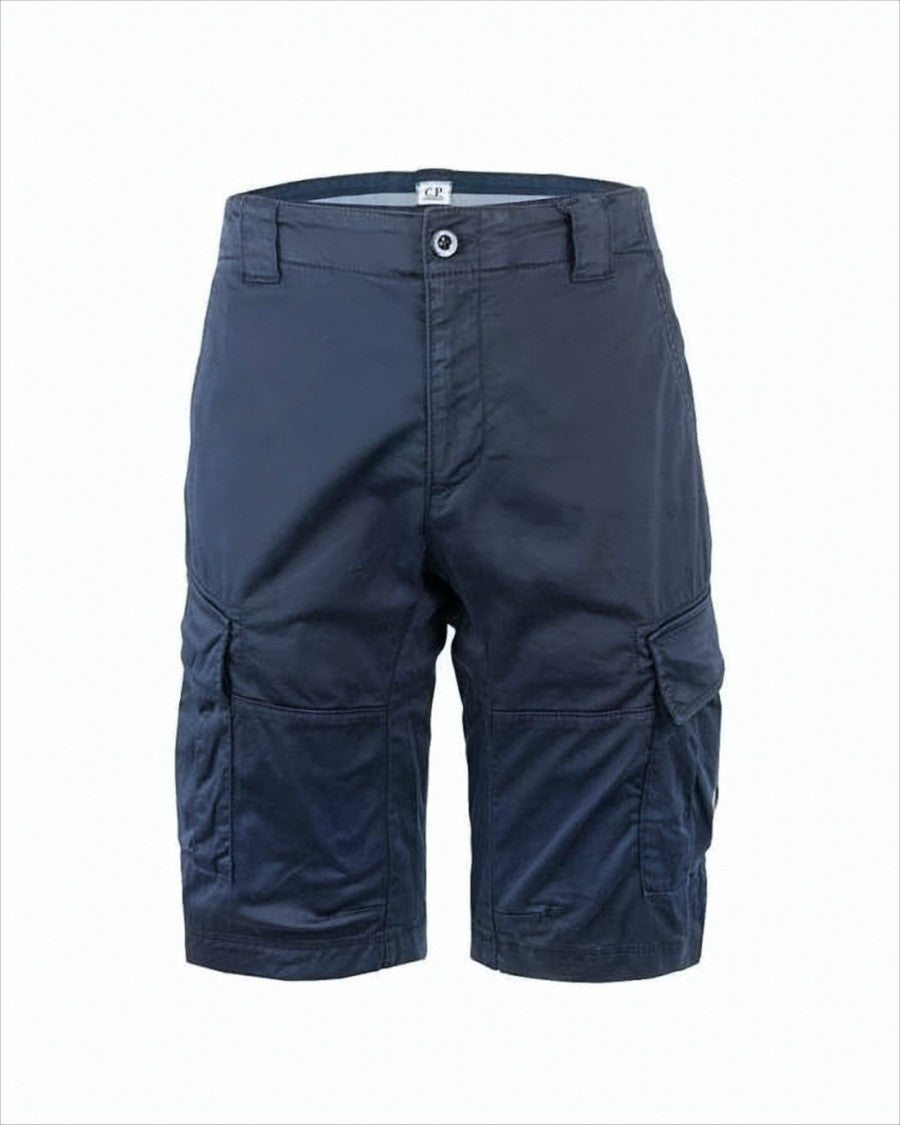 Tailored Blue Shorts With Cargo Pockets And Logo Detail
