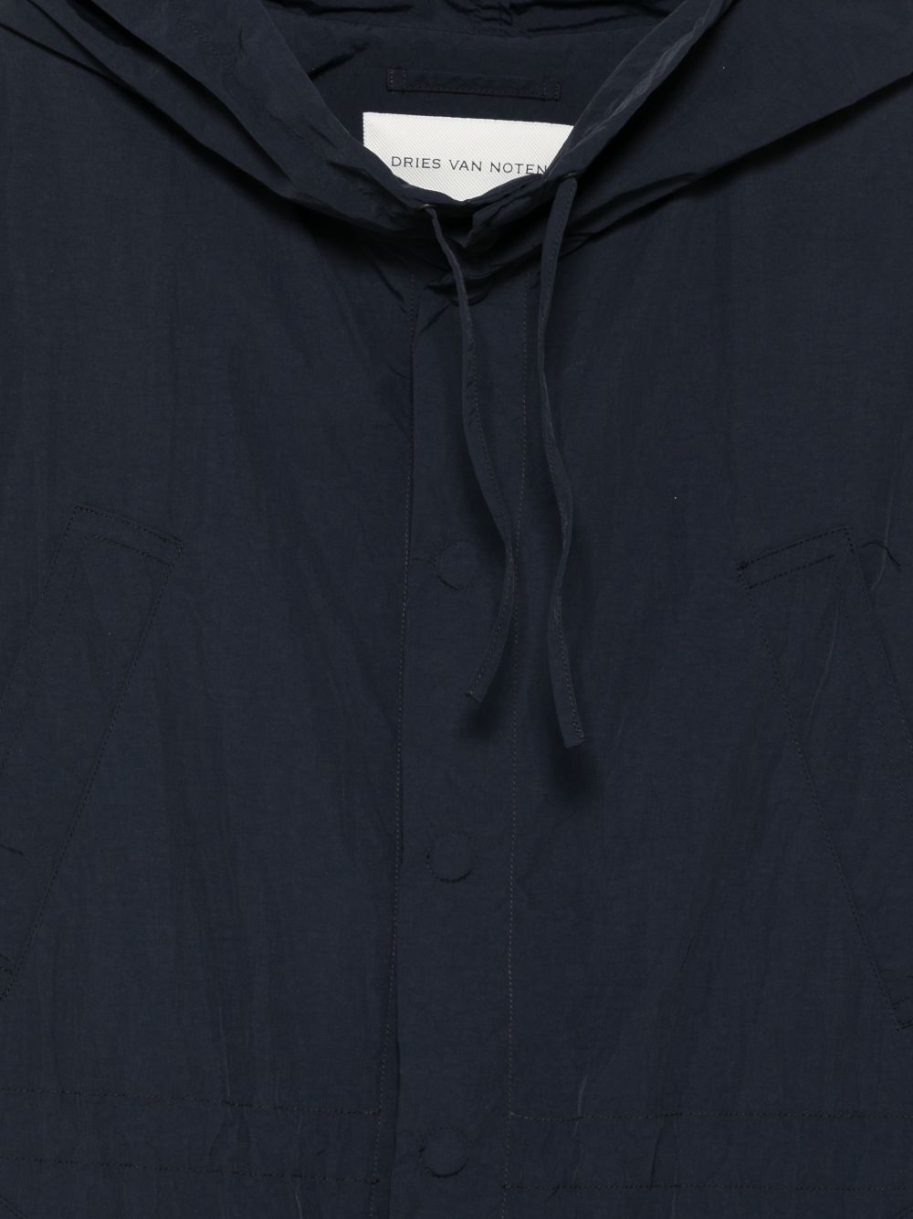 Blue Hooded Drawstring Flap Pocket Jacket