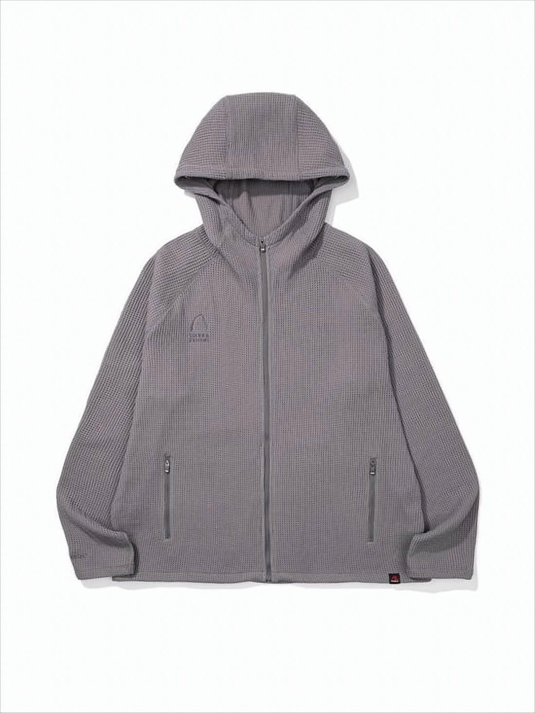 Hooded Grey Jacket with Textured Ribbed Design