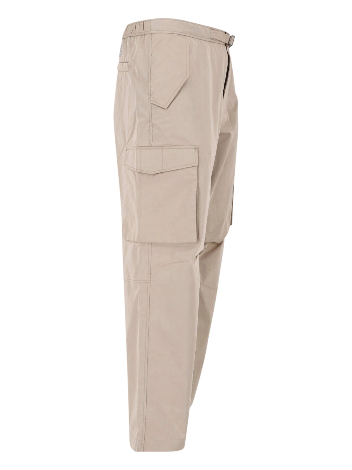 Beige Mid-Rise Cotton Cargo Pants