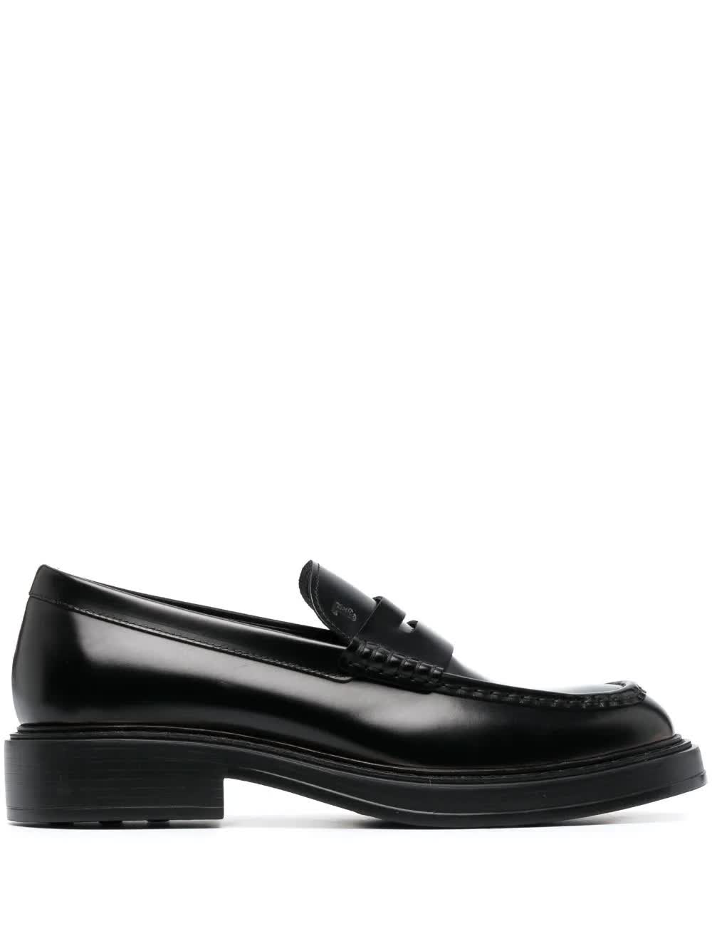 Black Leather Moccasin Leather Loafers