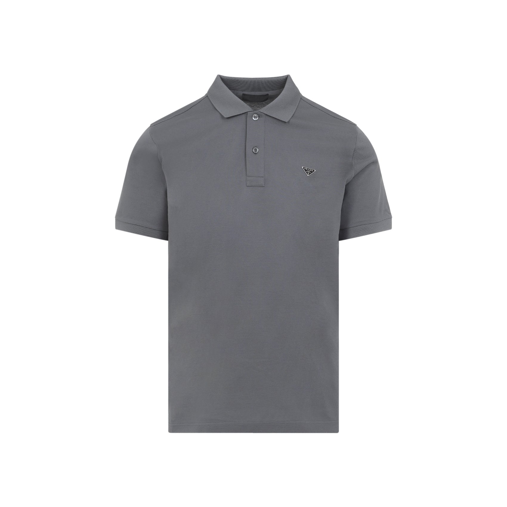 Grey Cotton Polo Shirt with Classic Collar