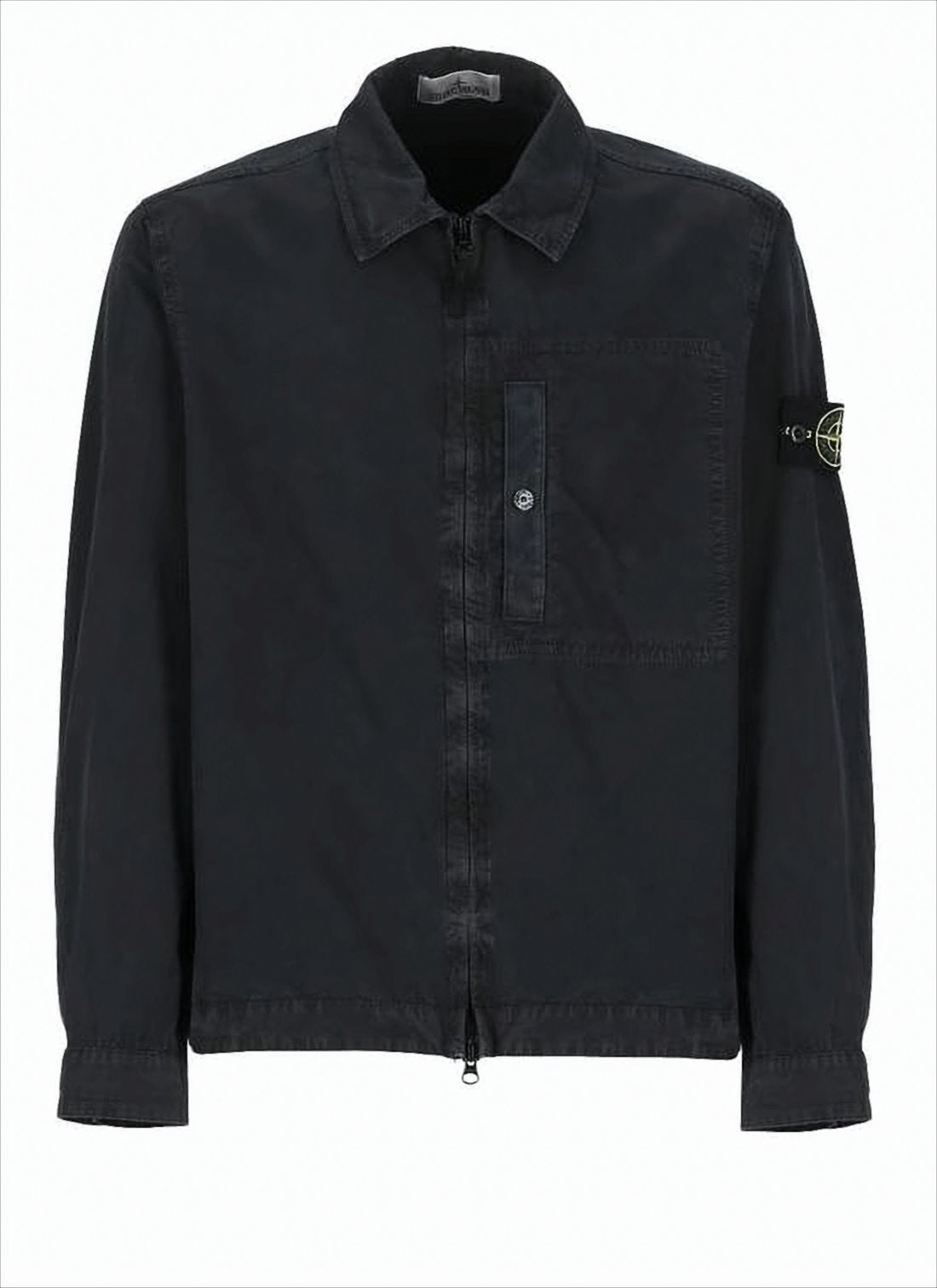 Boxy Long-Sleeve Shirt with Front Zipper
