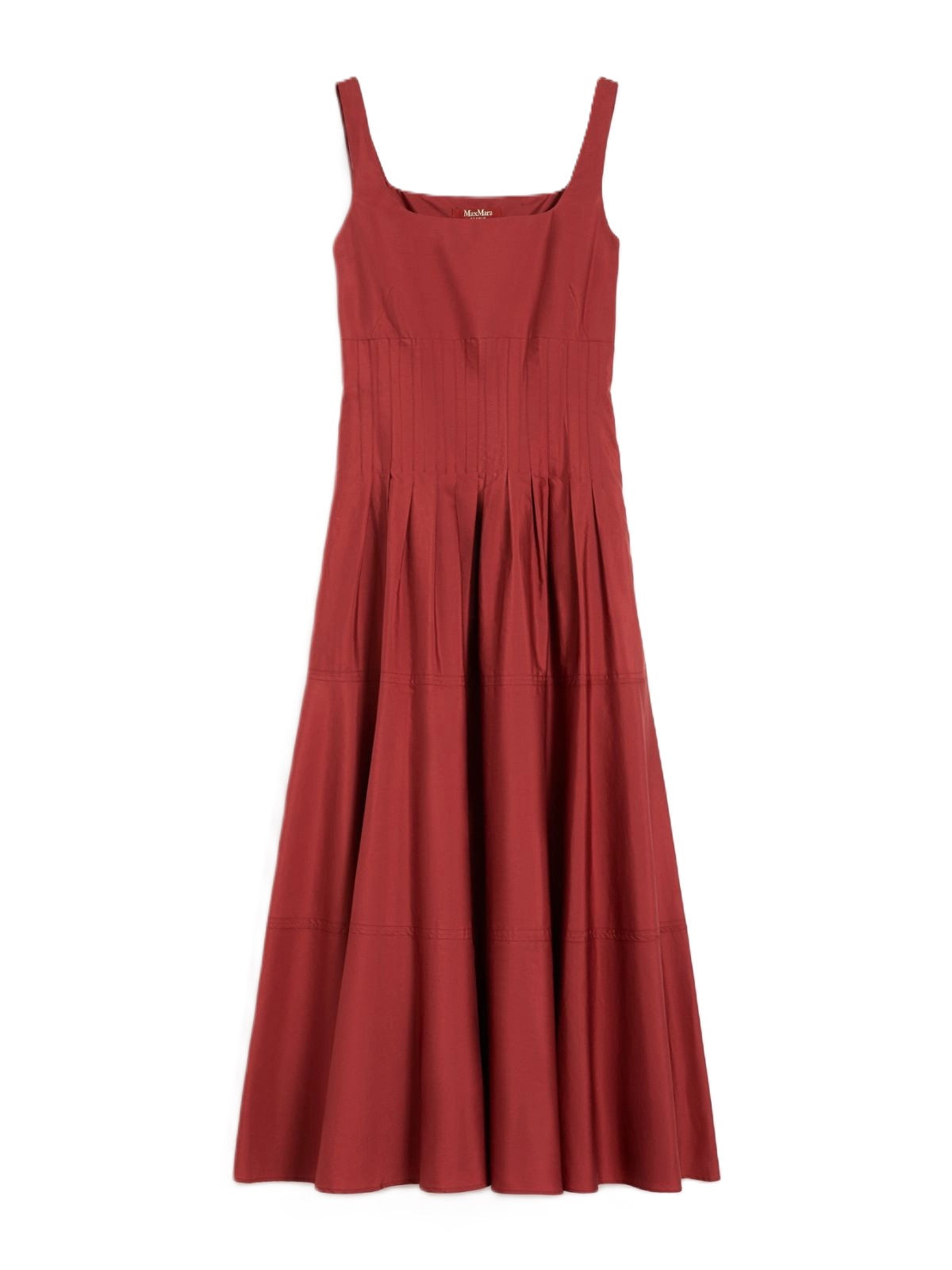 Square Neckline Midi Dress with Flared Skirt