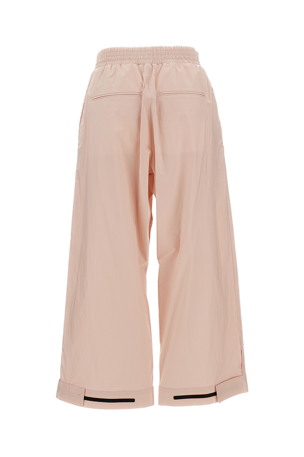 Wide Cotton Trousers with Adjustable Snap Hem