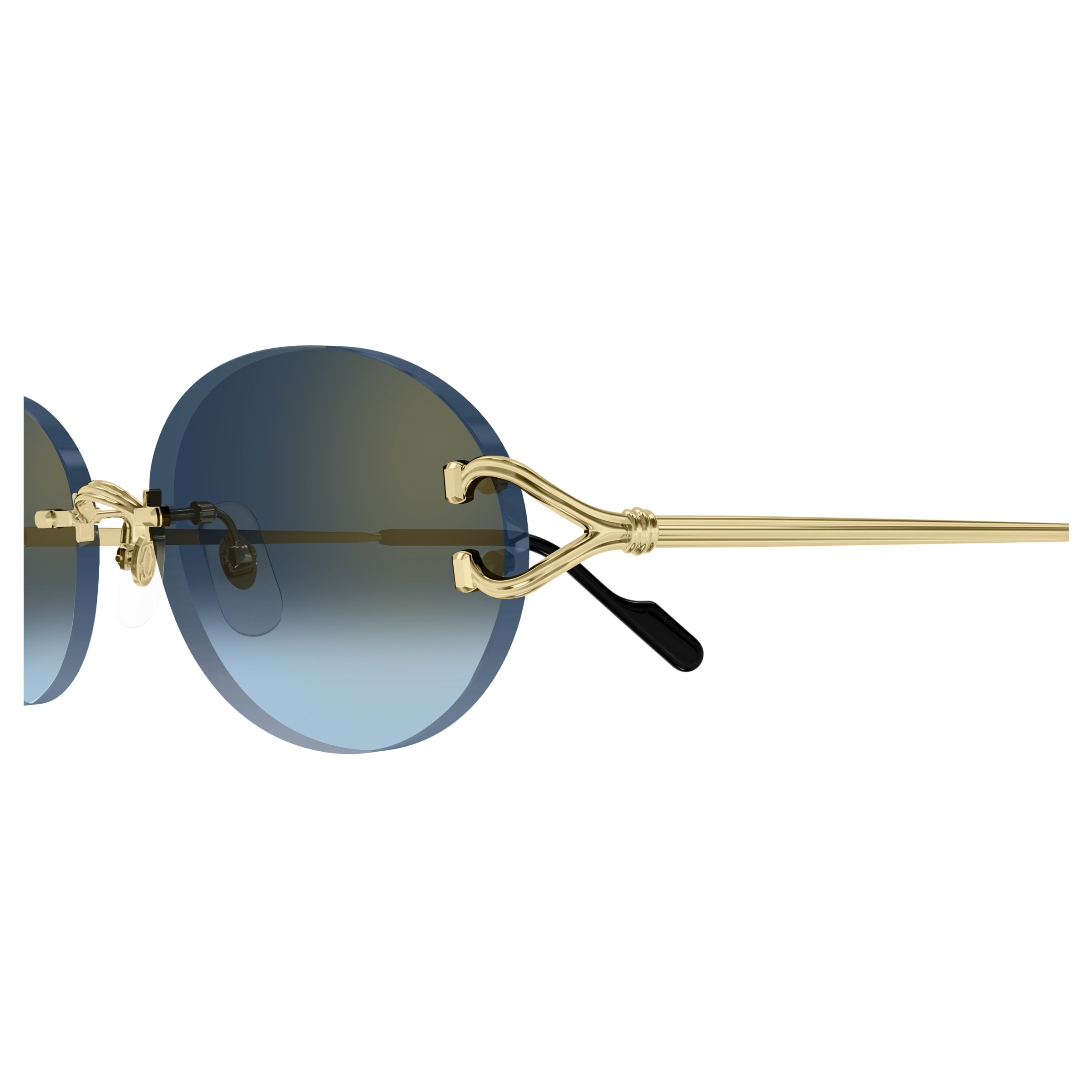 Rimless Oval Gradient Blue Tint Sunglasses