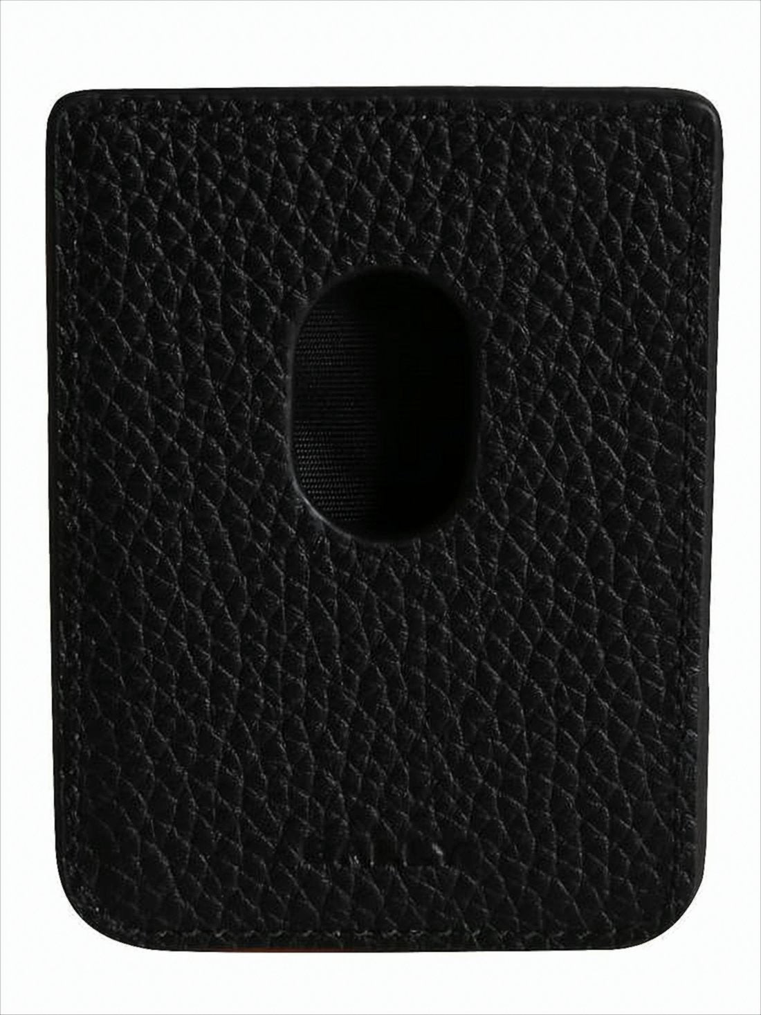 Textured Cow Leather Cardholder with Striped Detailing