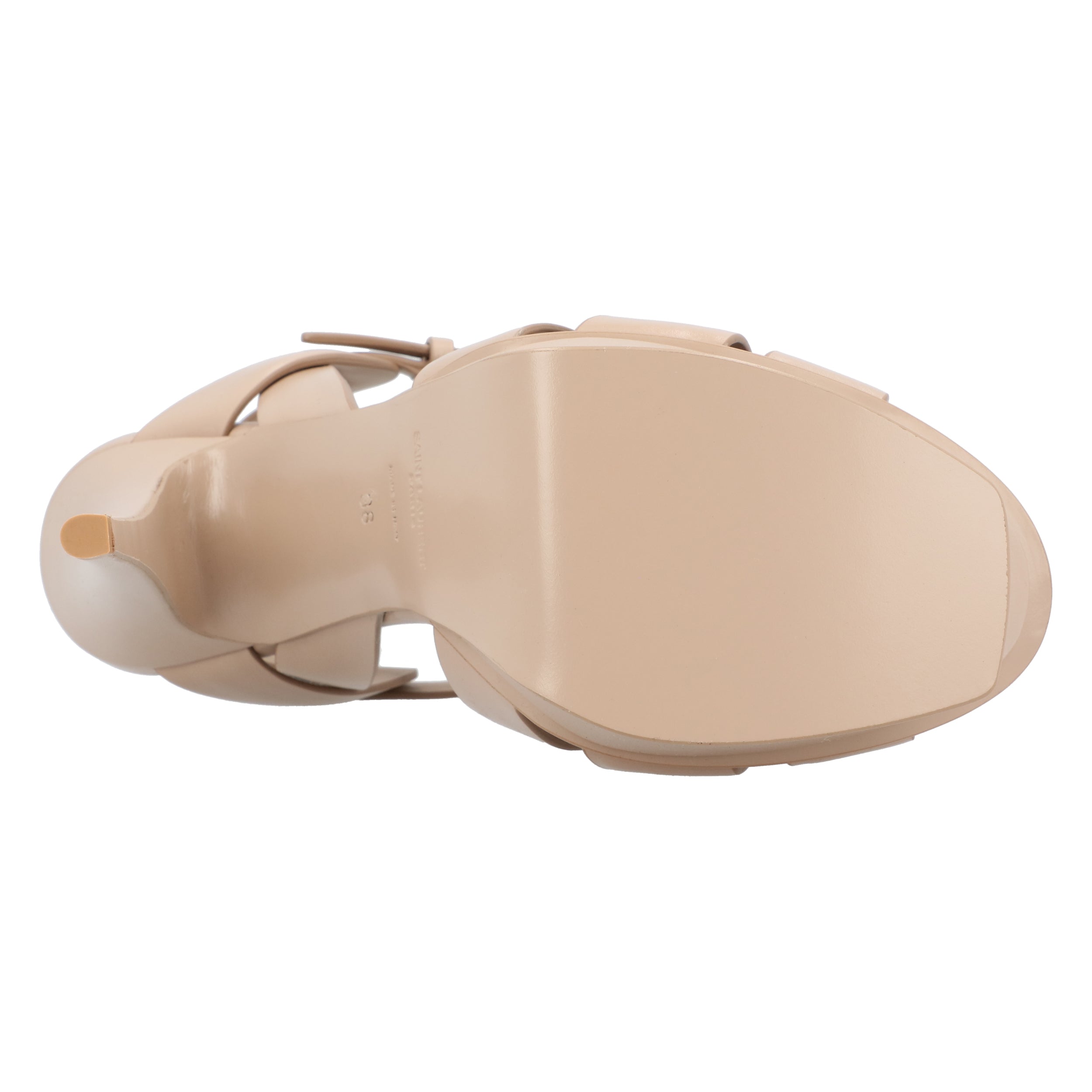 Tribute Platform Sandals In Smooth Leather Beige
