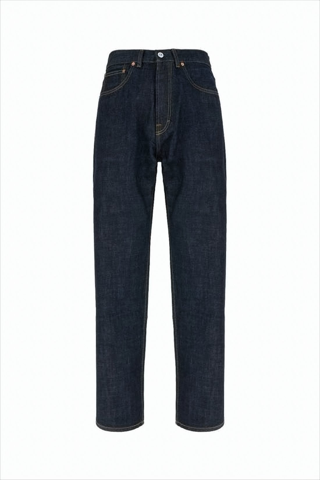 Straight-Leg Denim Pants With Cropped Length