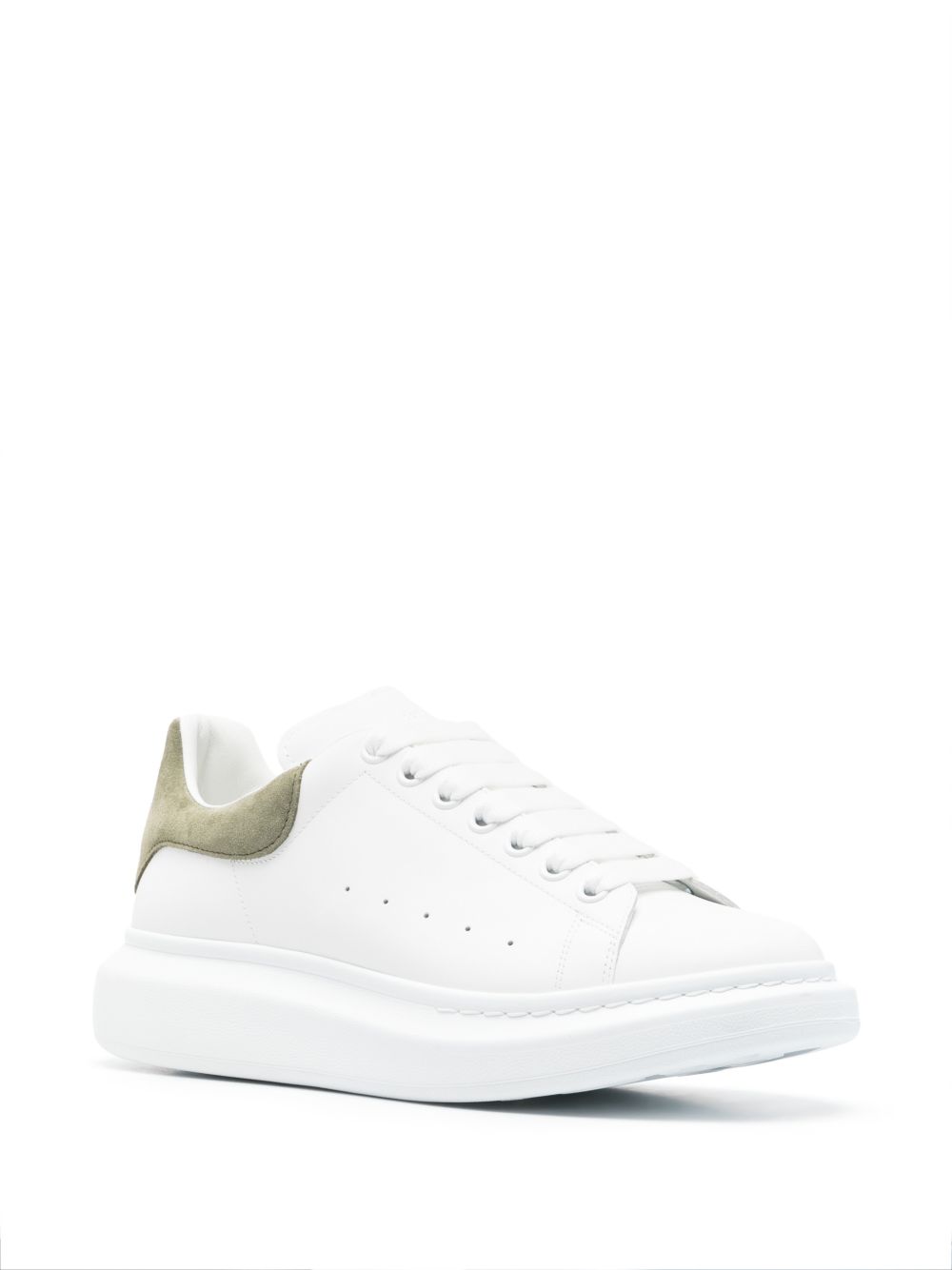 White Leather Sneakers With Suede Accent