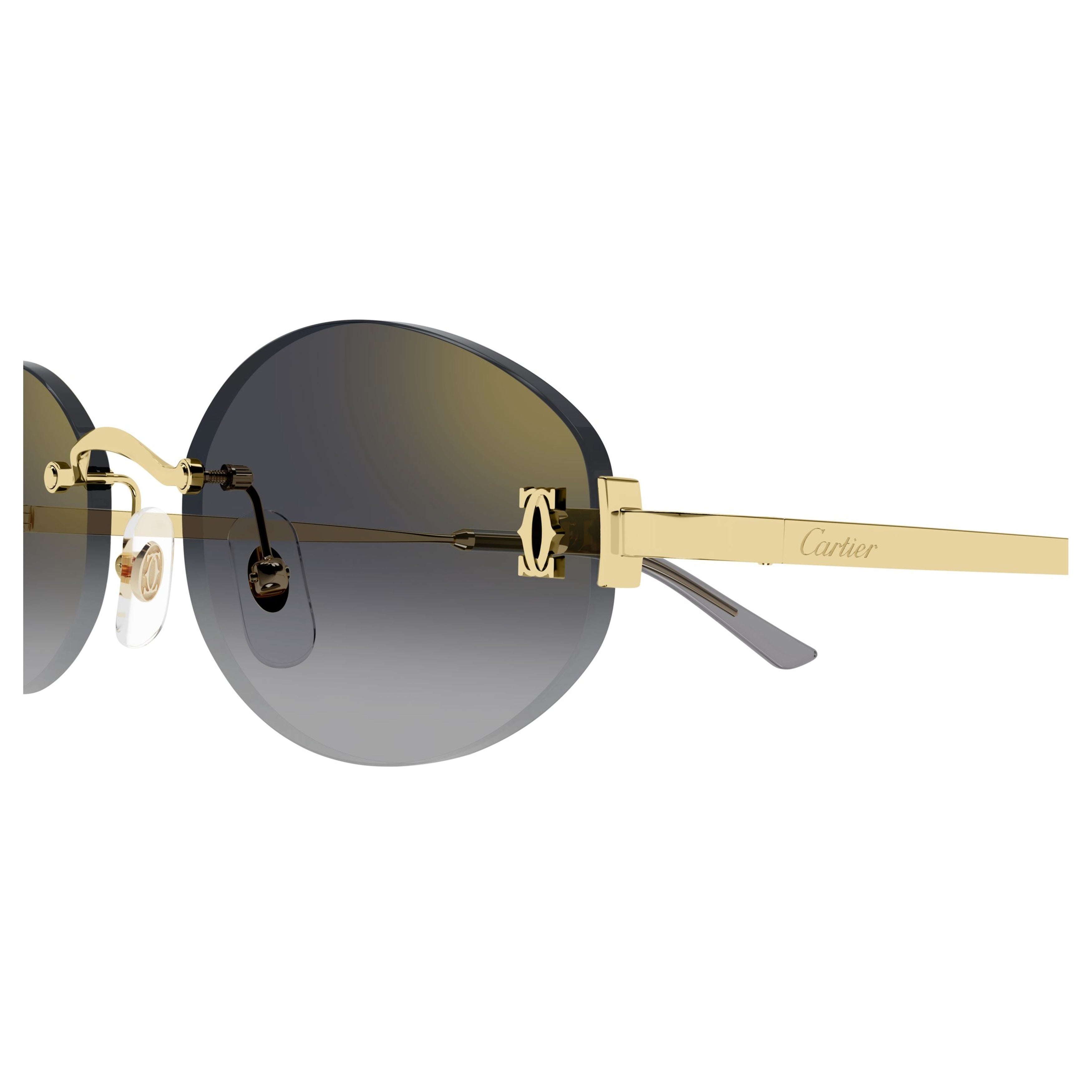 Rimless Oval Sunglasses With Gradient Dark Grey Lenses